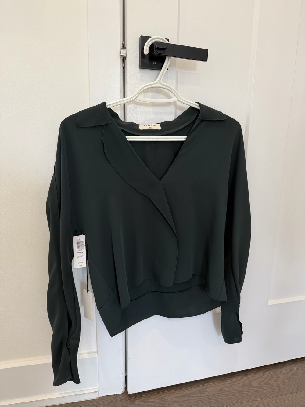 Babaton Dark Forest Draped V-Neck Blouse